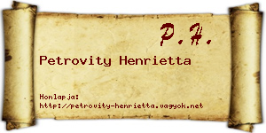 Petrovity Henrietta névjegykártya